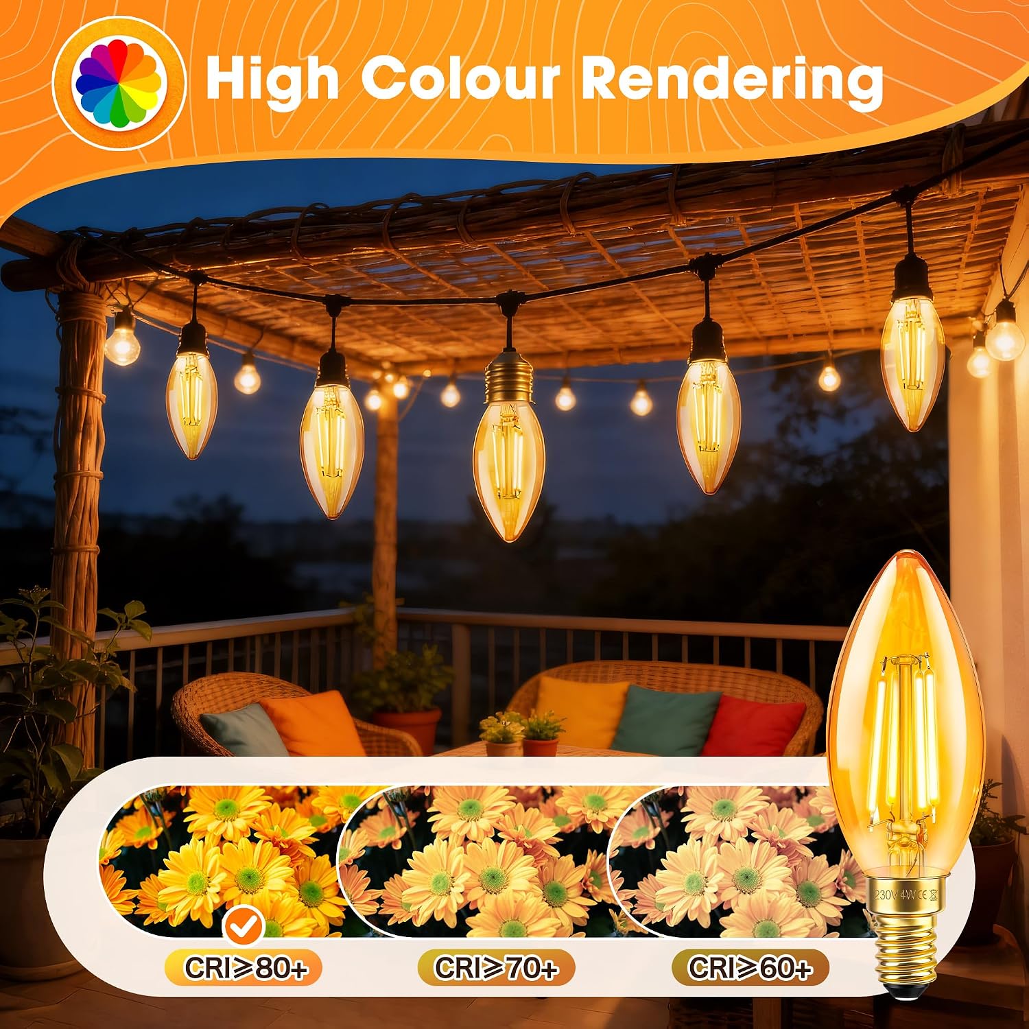 Thumbnail 6 de E14 LED Vintage Candle Bulb 2 Pack