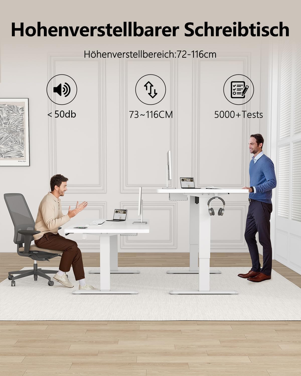 Detalle 2 de Flamaker Höhenverstellbarer Schreibtisch 140 x 70 cm mit Memory