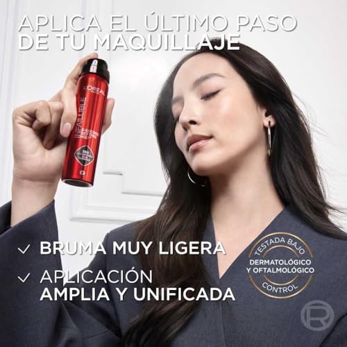 Detalle de L’Oréal Paris Spray Fijador de Maquillaje Infaillible: fijación duradera, resistente al agua y acabado satinado
