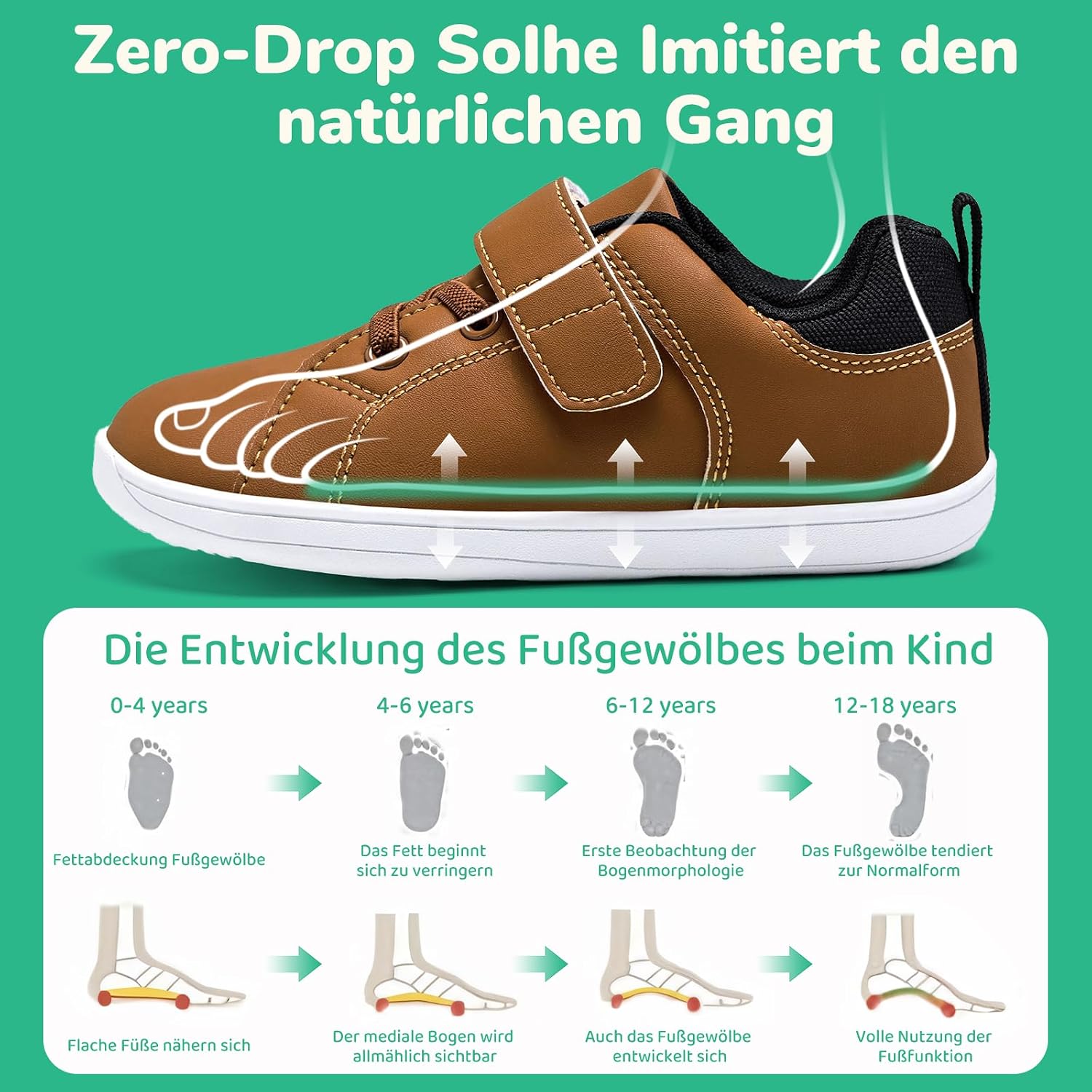 Detalle de IceUnicorn Kinder Barfußschuhe – minimalistische Baby-Sneaker mit Zehenfreiheit für Kita & Kindergarten