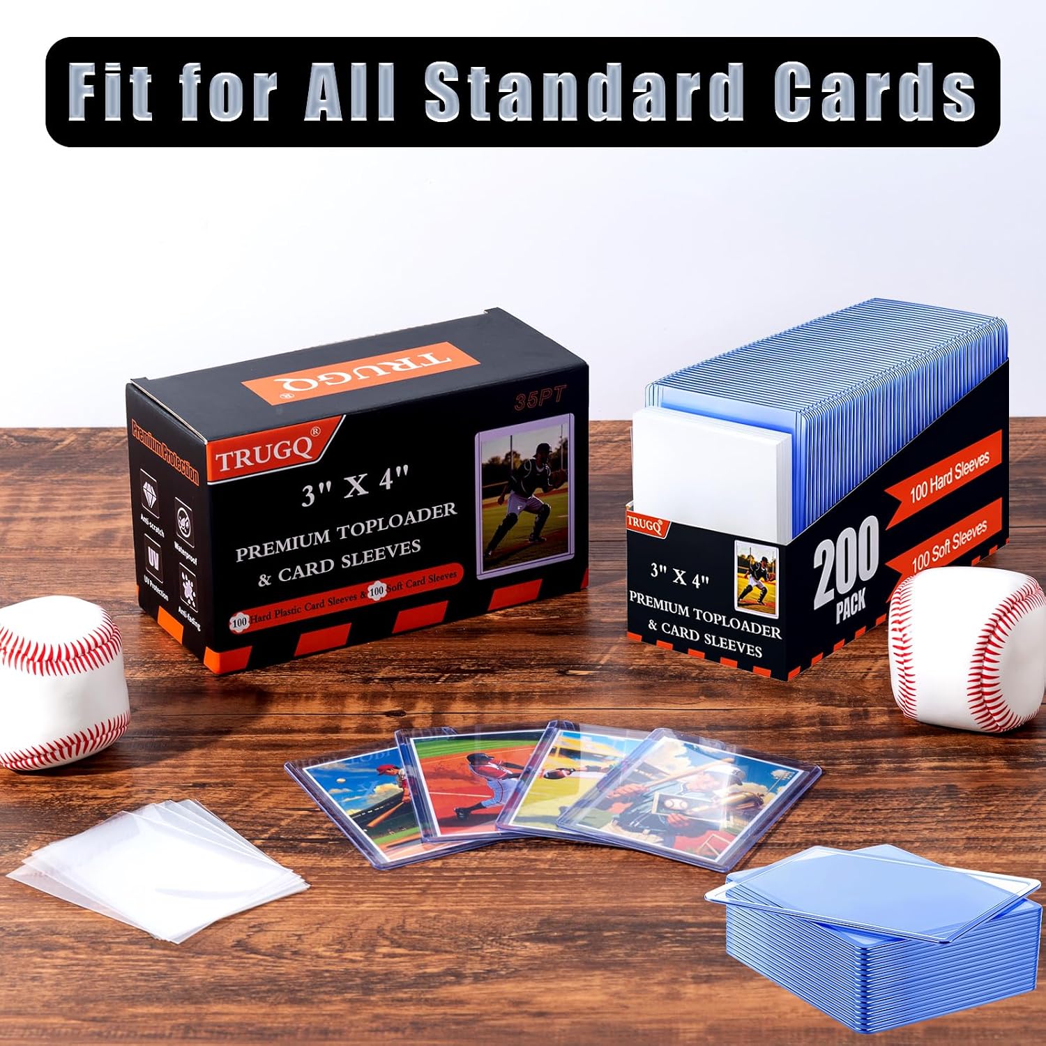 Thumbnail 6 de TRUGQ 400 Card Sleeves Top Loaders: 3" x 4" Hard Holders + 2.6" x 3.7" Soft Sleeves (200 Hard + 200 Soft)