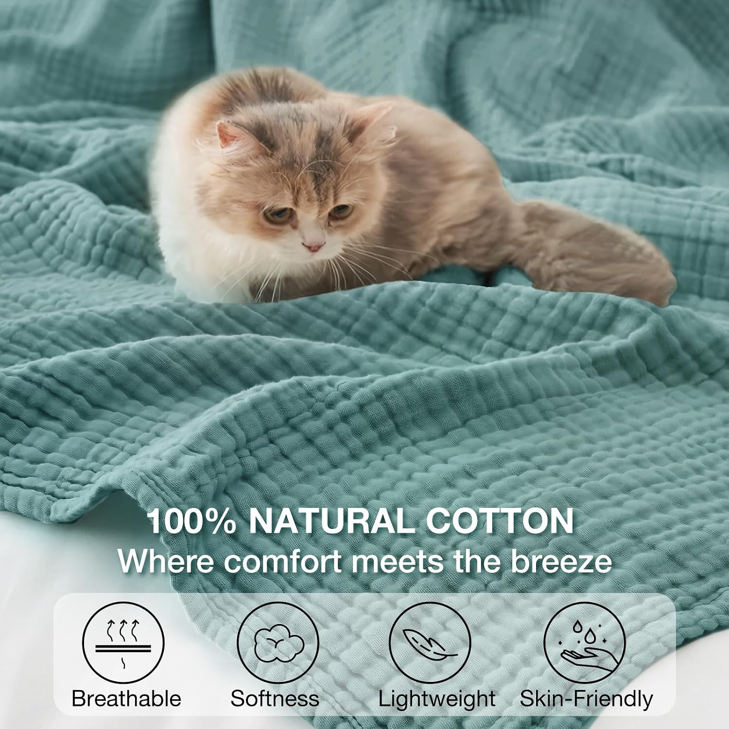 Thumbnail 5 de Kozyhvn 100% Cotton Muslin Blanket King 108" x 90"