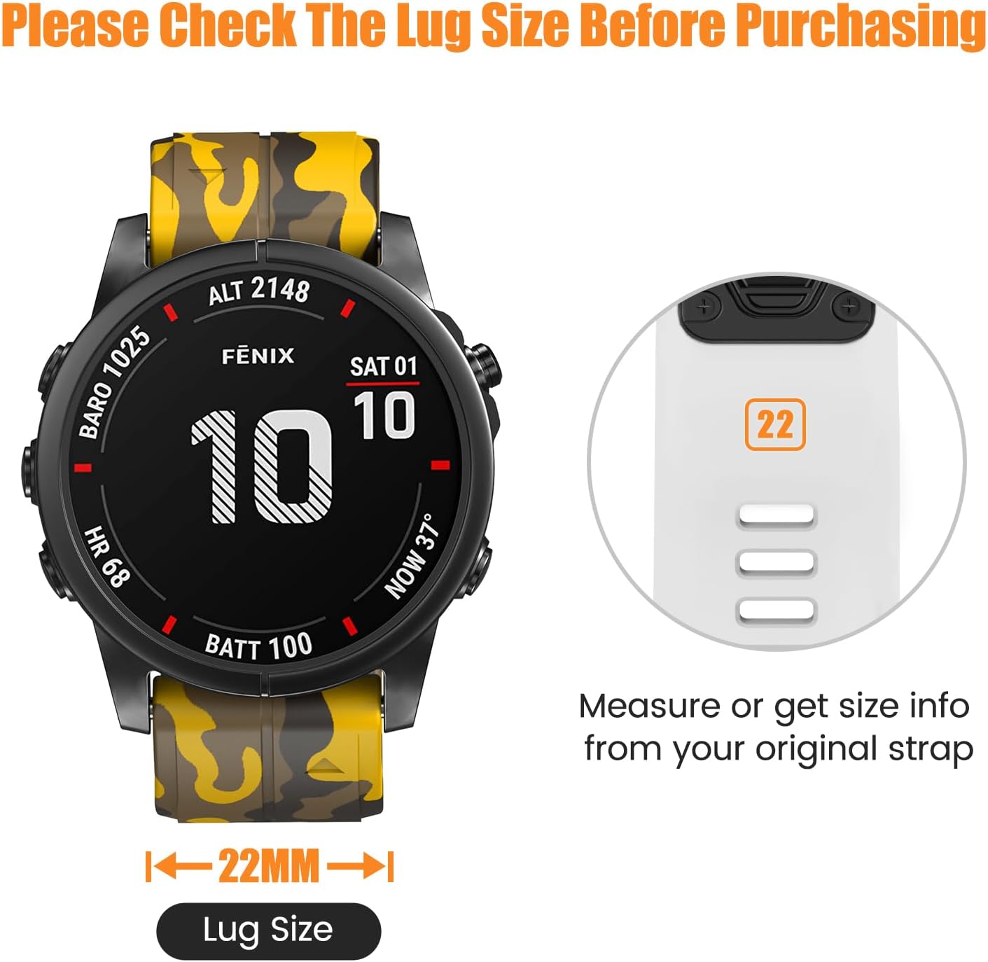 Thumbnail 1 de Replacement 22mm Quick Release Watch Strap for Garmin Fenix/Forerunner/Approach/Instinct (8 colours)