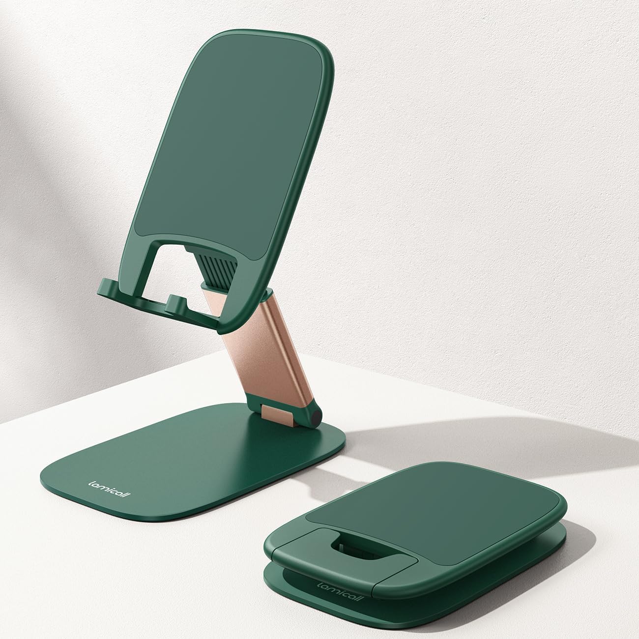 Lamicall Supporto Telefono Scrivania Pieghevole – Ultrasottile 15 mm, Base Metallica e Angolazione Regolabile