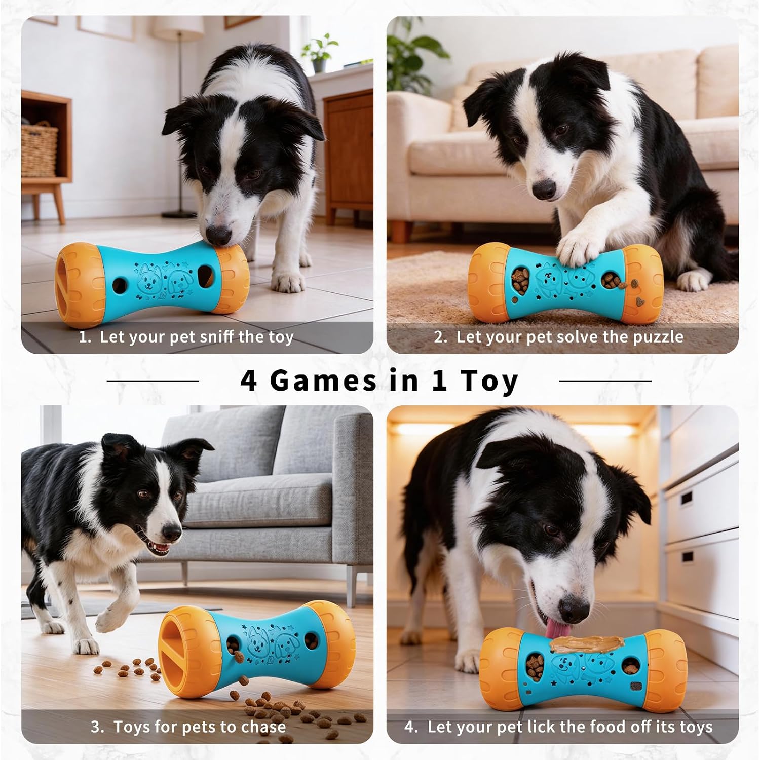 Detalle de Interactive Dog Toys for Boredom: Treat Dispenser and Slow Feeder for Small/Medium Dogs (Blue)