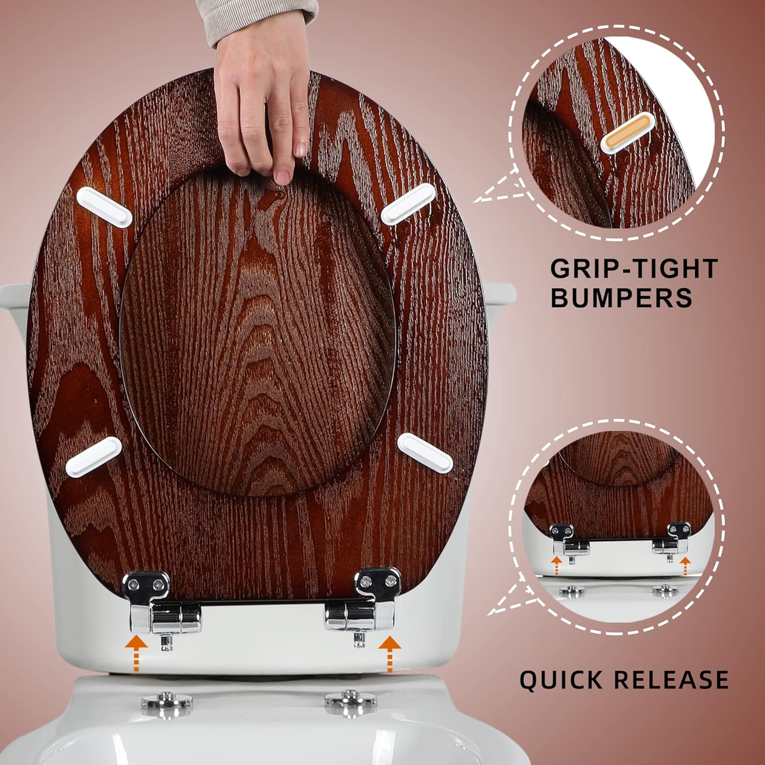 Detalle 2 de Angel Shield Natural Wooden Toilet Seat 45x37cm