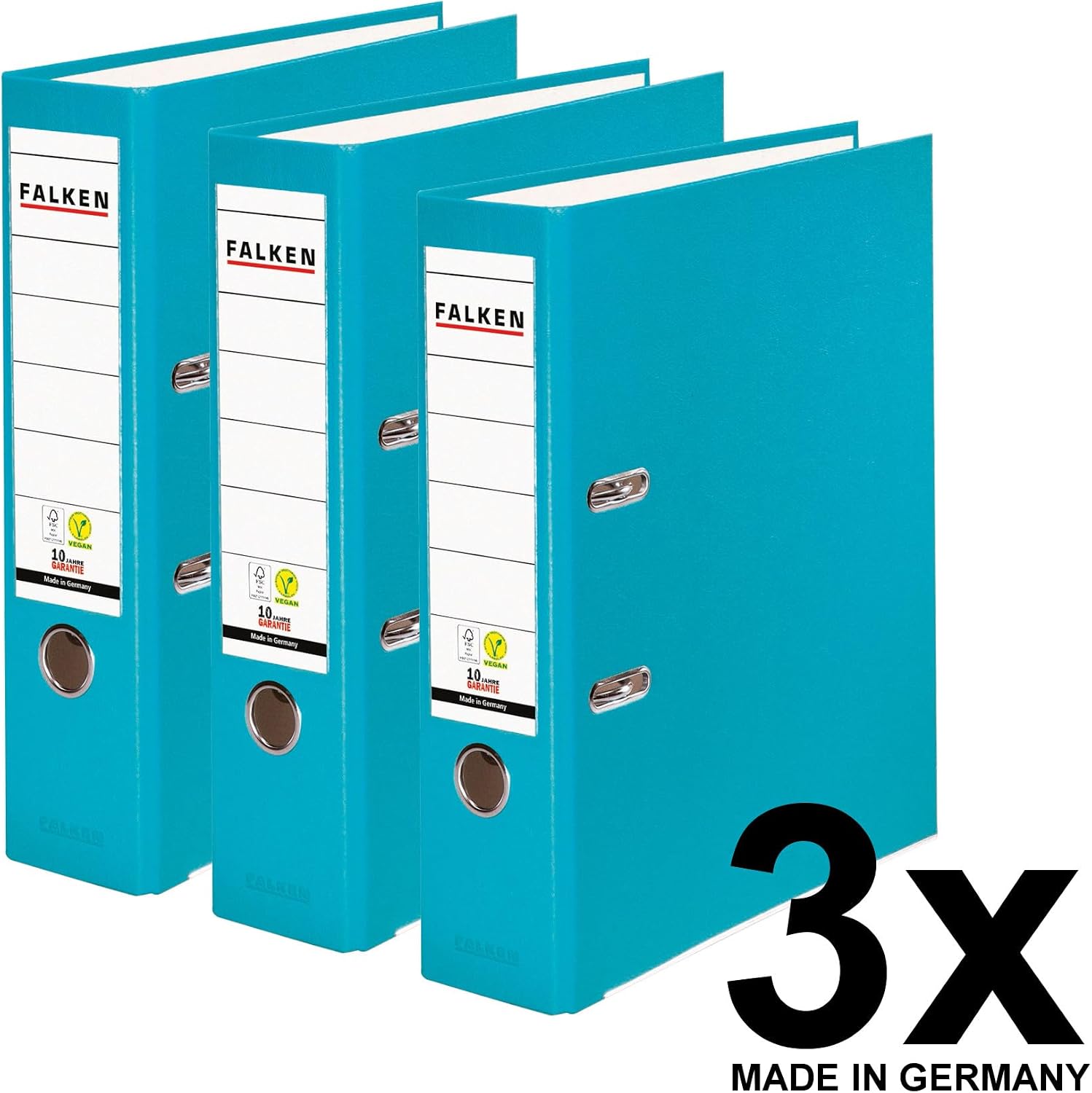 Detalle de Falken Set da 3 Raccoglitori PP-Color, 8 cm, DIN A4, Turquoise – Made in Germany