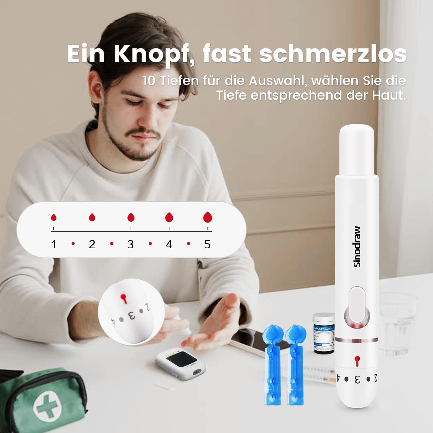 Thumbnail 4 de sinocare Safe AQ pro I 50 Kit Blutzuckermessgerät
