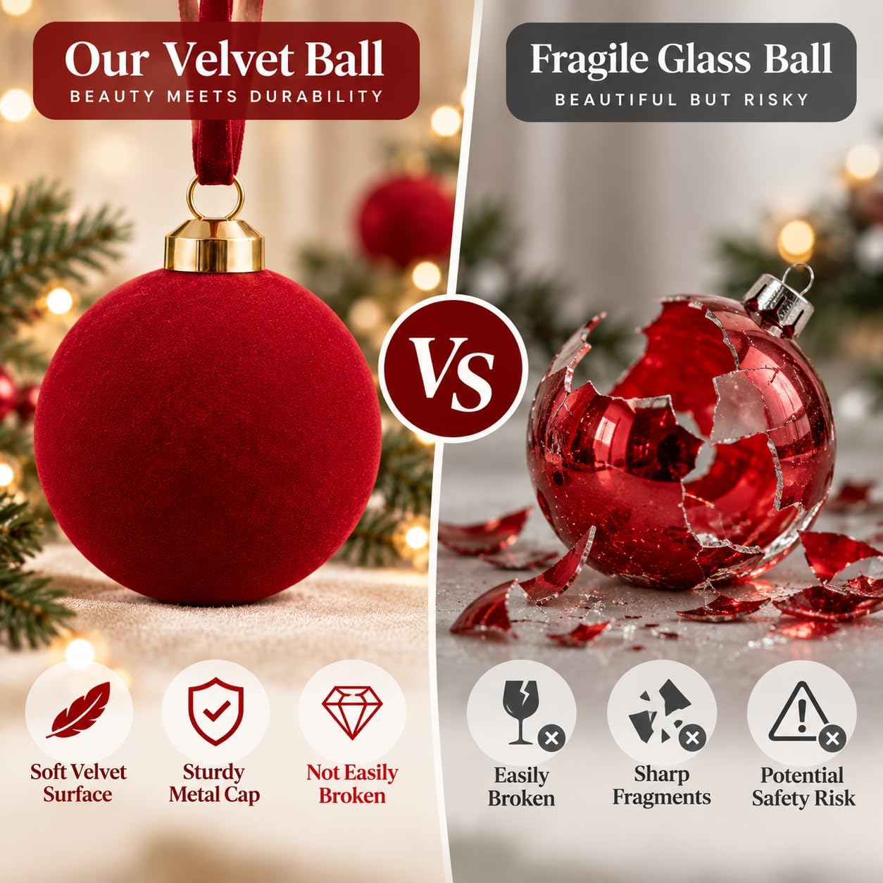 Detalle 1 de Velvet Christmas Ball Ornaments, 35-Piece Set