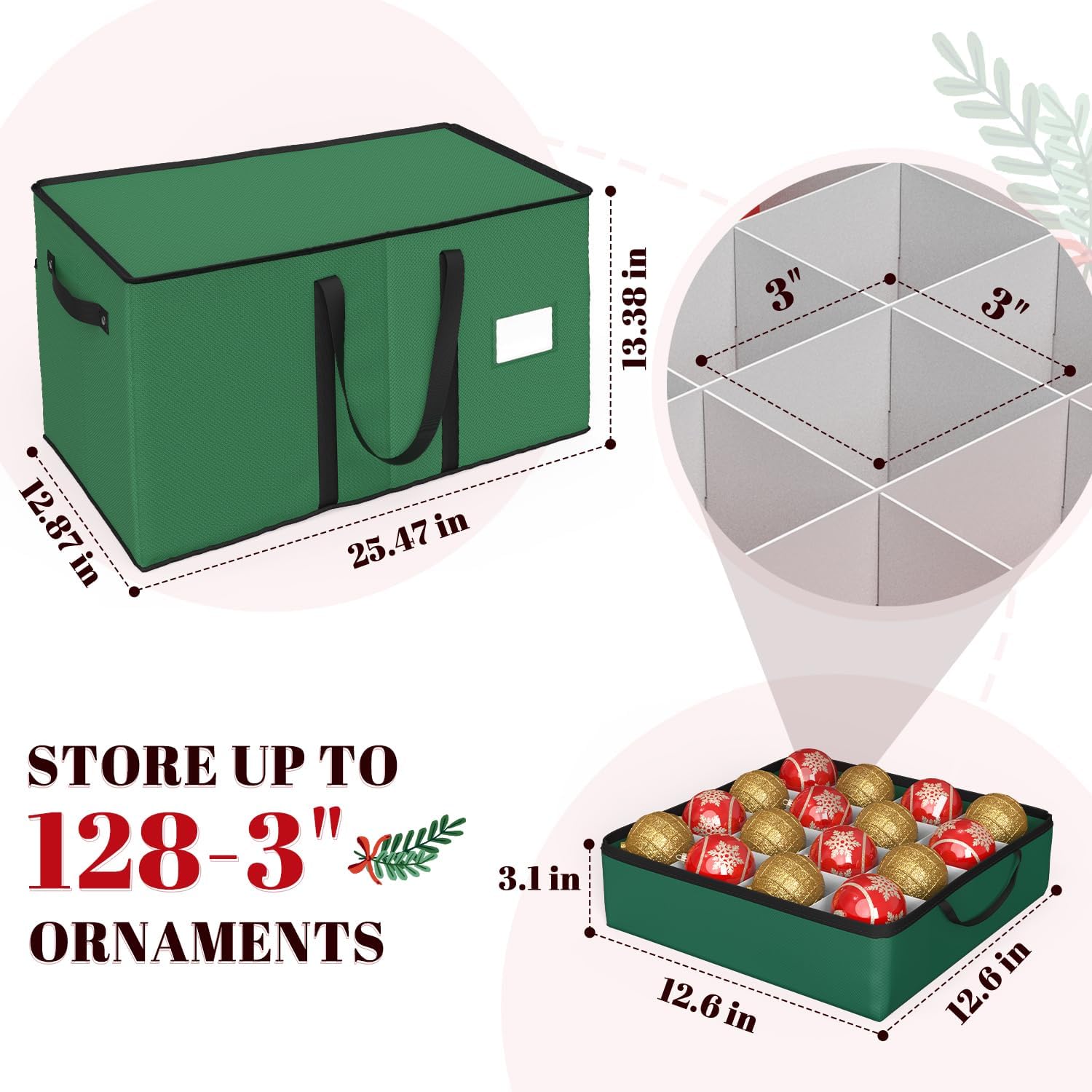 Detalle de Keten 3-Inch Ornament Storage Boxes