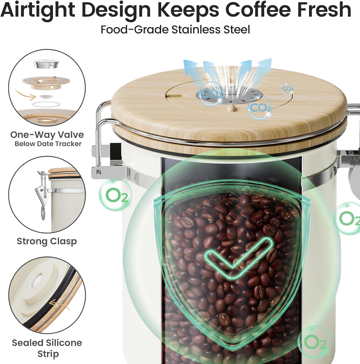 Detalle 2 de Veken Coffee Sugar Canister 16OZ