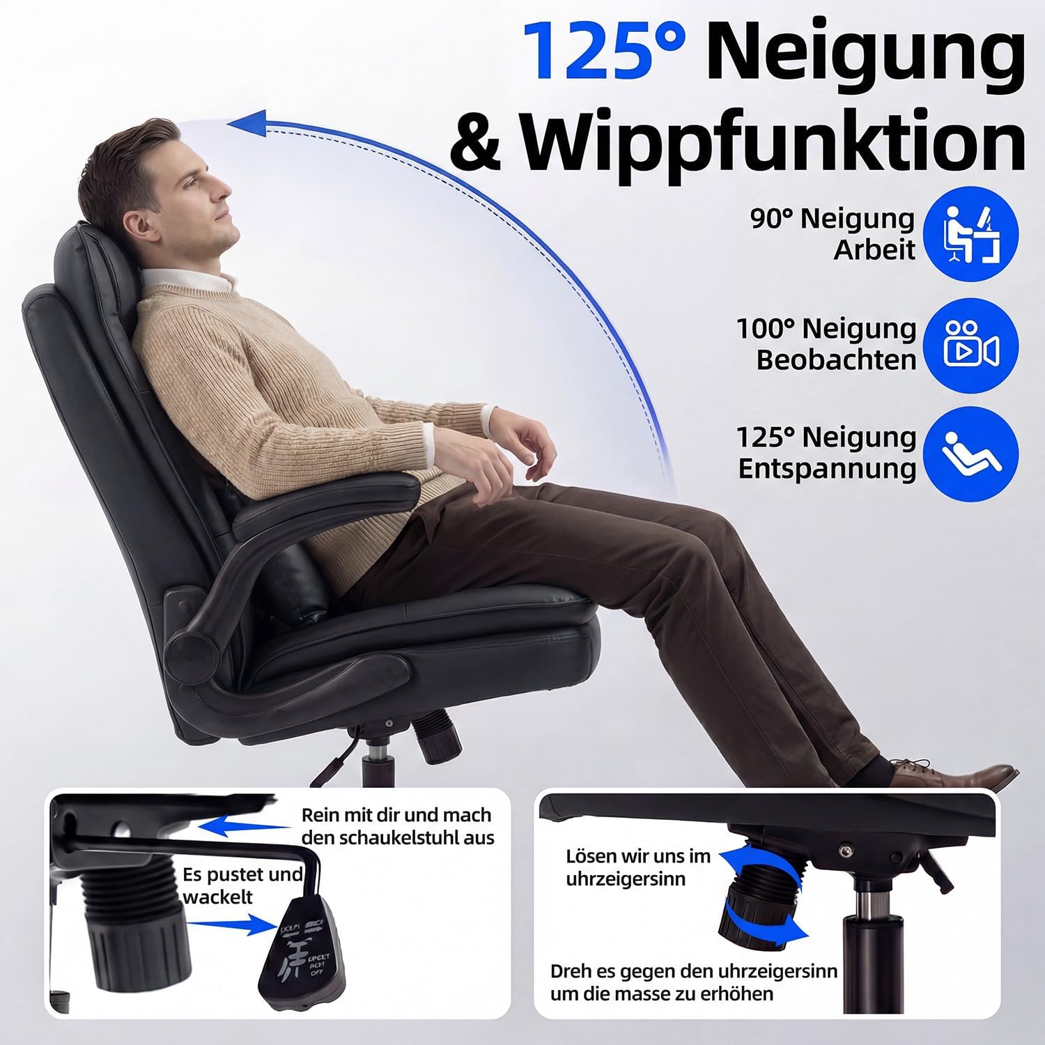 Thumbnail 6 de Asukale Bürostuhl Ergonomisch 150 kg 💺