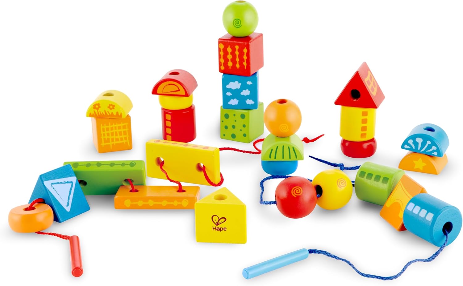 Thumbnail 2 de Hape Formes à Enfiler – Ensemble de 32 perles en bois à enfiler, multicolore