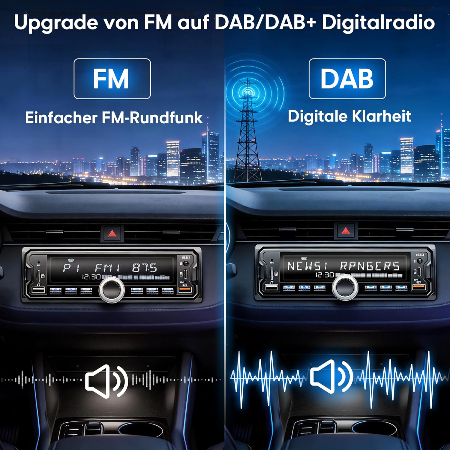 Thumbnail 2 de CENXINY 1-DIN Autoradio DAB/DAB+ mit Bluetooth, FM/AM/RDS, 2x USB und Fernbedienung