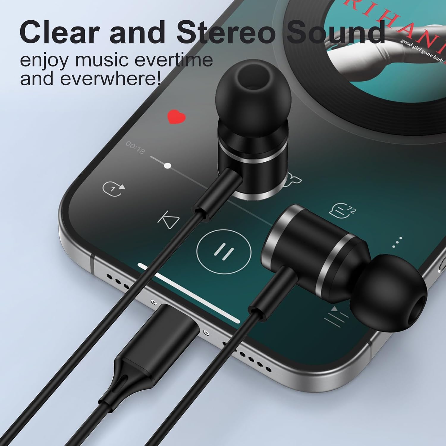 Thumbnail 1 de USB-C Headphones for Samsung Galaxy and iPhone – Wired Earbuds with Mic