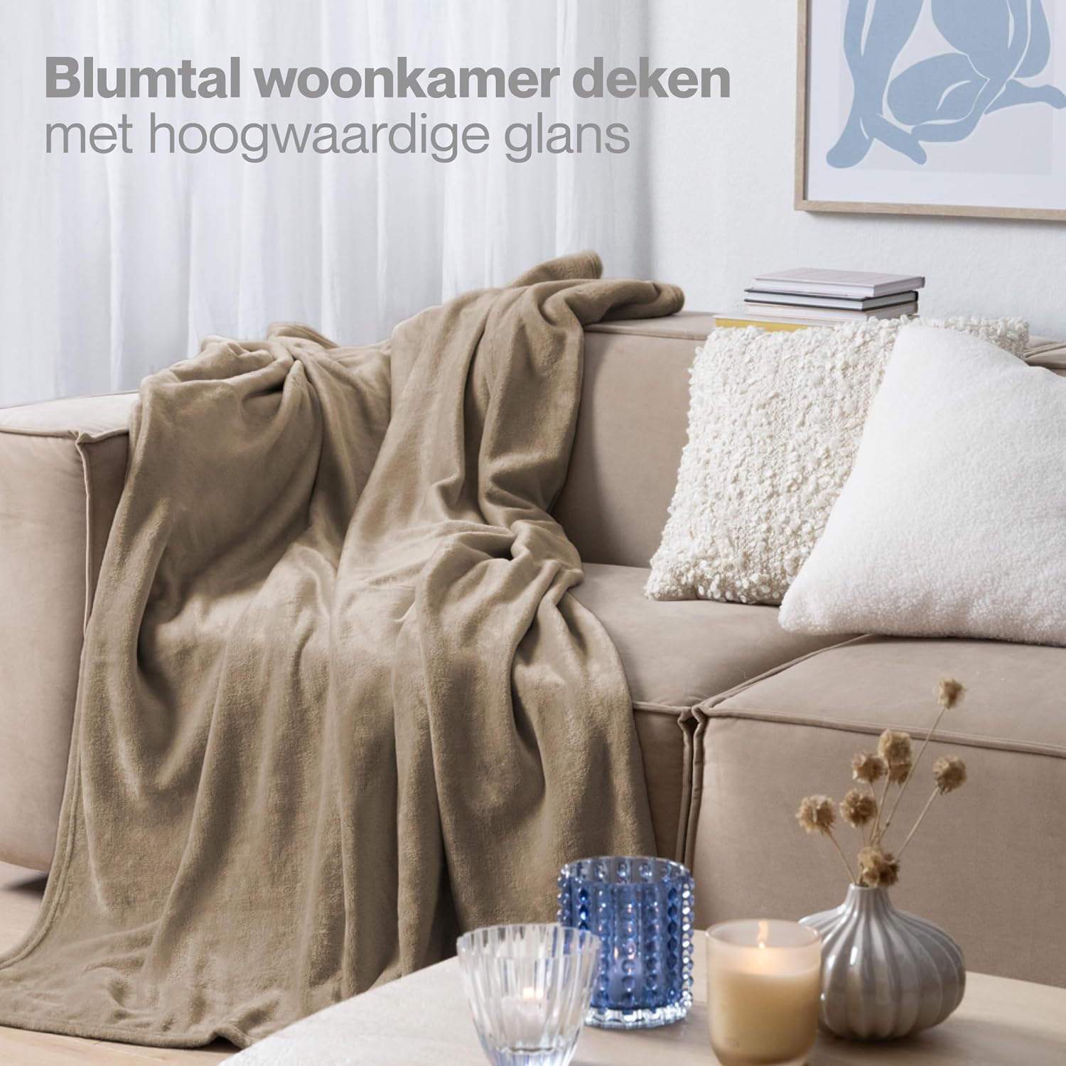 Detalle de Blumtal EB0055 fleece deken 130 x 150 cm, taupe microvezel