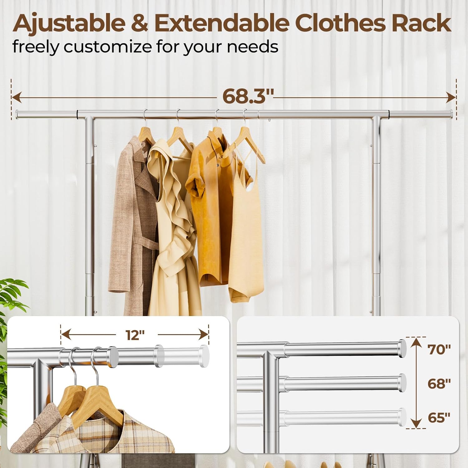 Thumbnail 2 de HYSEYY Heavy Duty Clothes Rack 450 lbs