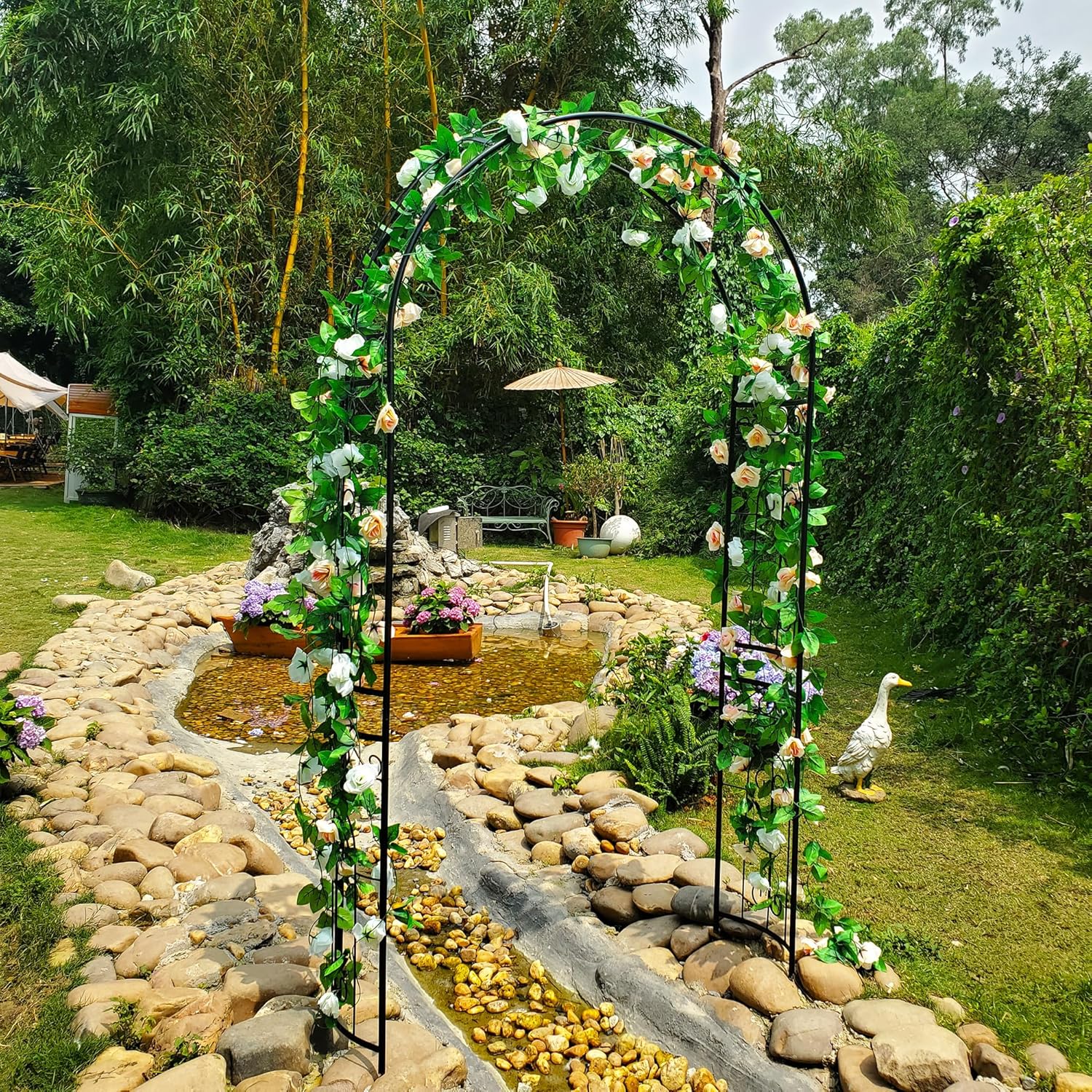Thumbnail 5 de SCENDOR Rose Arch Arbour 87" Iron Garden Arch