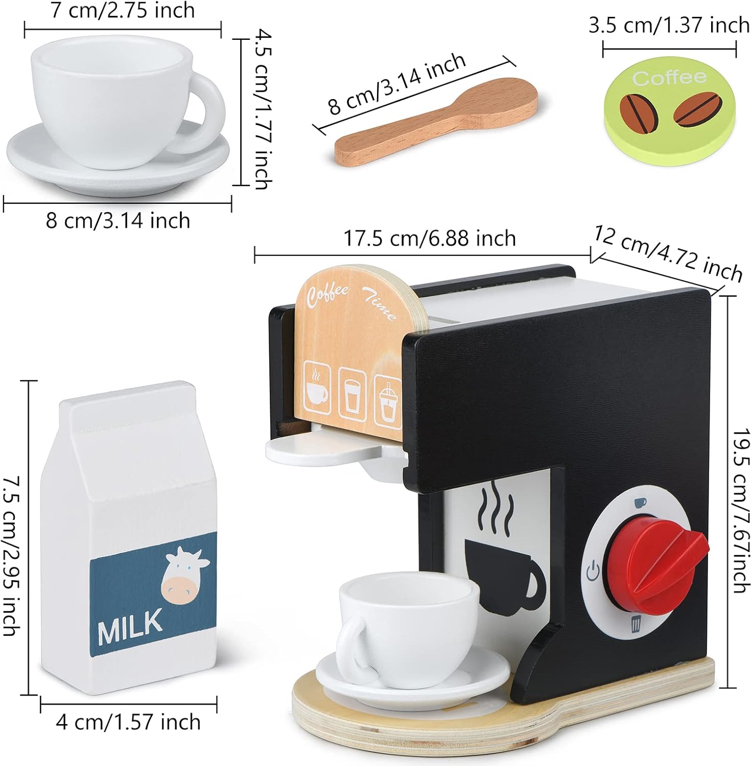 Thumbnail 4 de Play Kitchen Wooden Coffee Maker Toy