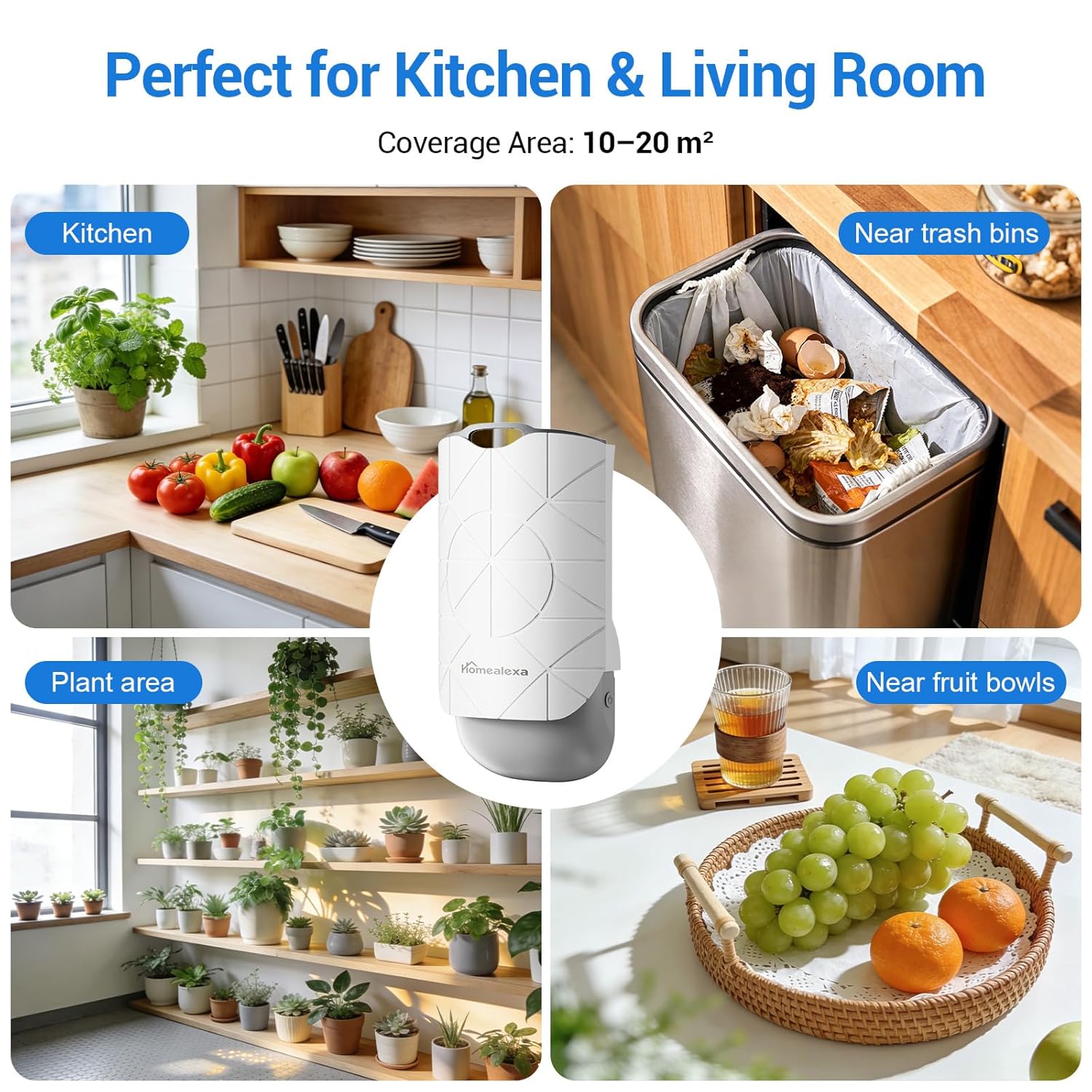 Detalle de Homealexa Fruit Fly Trap Indoor (Plug-in LED UV Fly Catcher) with 1 Device + 6 Refills