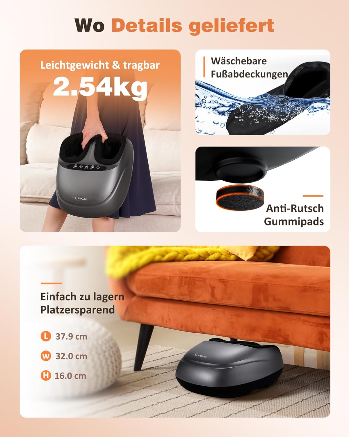 Detalle 2 de KNQZE Massaggiatore per Piedi con Calore: relax multidimensionale per plantari, talloni e dorso
