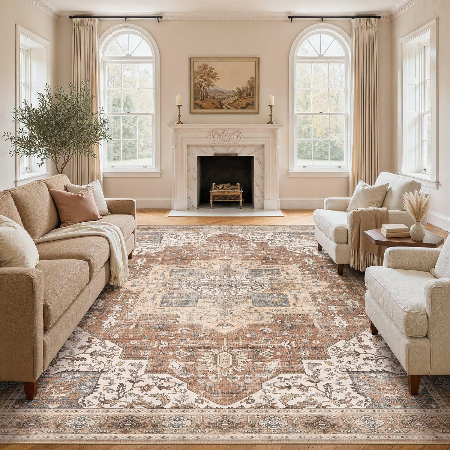Detalle de Washable Rug 9x12 Boho Medallion