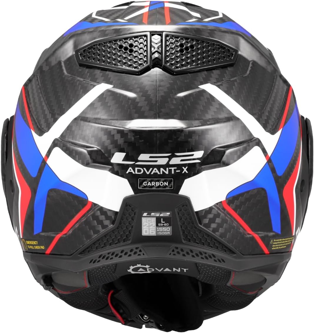 Thumbnail 5 de LS2 Advant X Carbon Future II - Casco modularità avanzata in gloss bianco/blu, taglia L