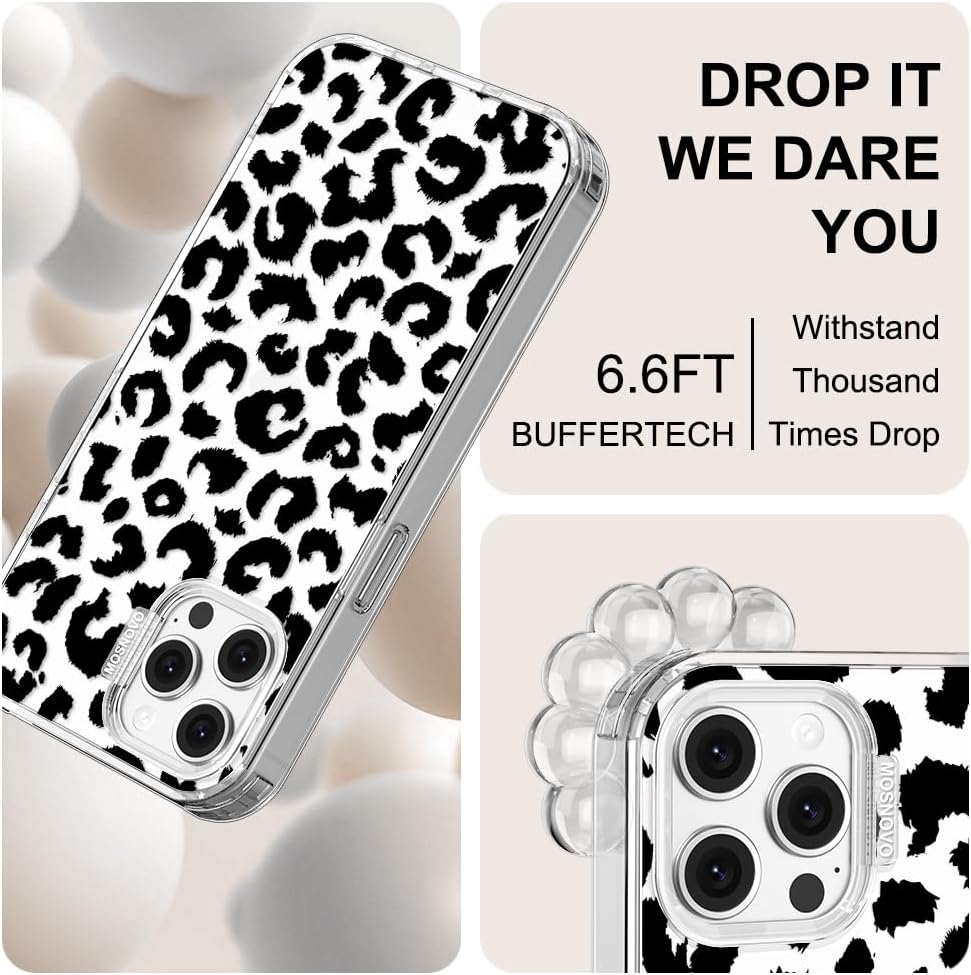 Thumbnail 4 de MOSNOVO Case for iPhone 12 & 12 Pro — Buffertech 6.6ft Drop Protection, Clear TPU Bumper, Black Leopard Print