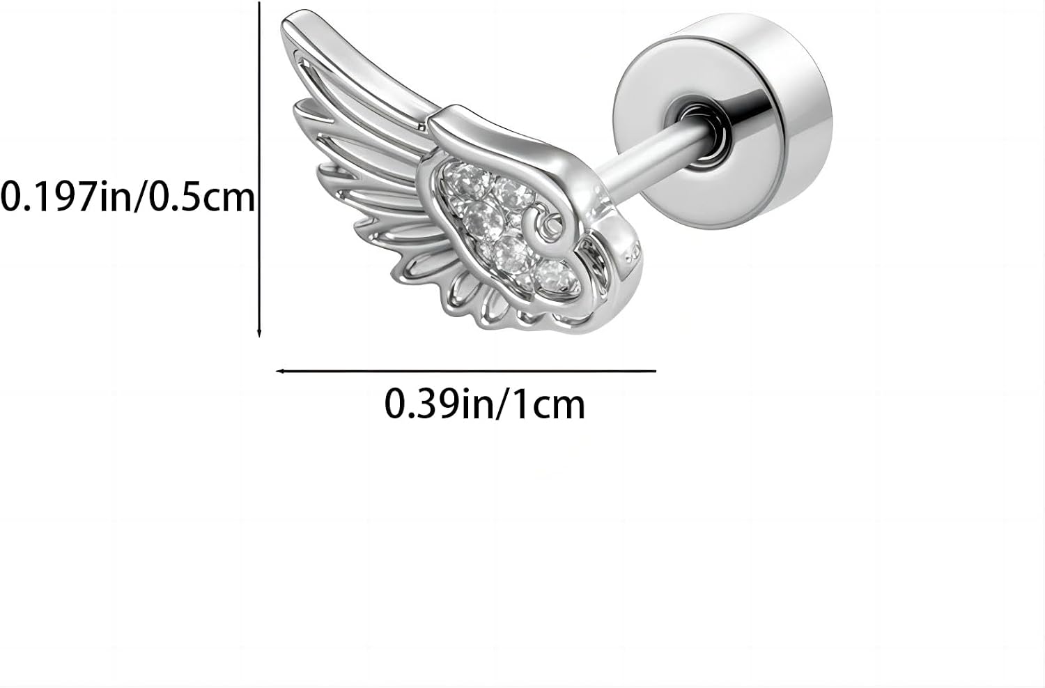 Detalle 2 de Angel Wing Stud Earrings in Stainless Steel