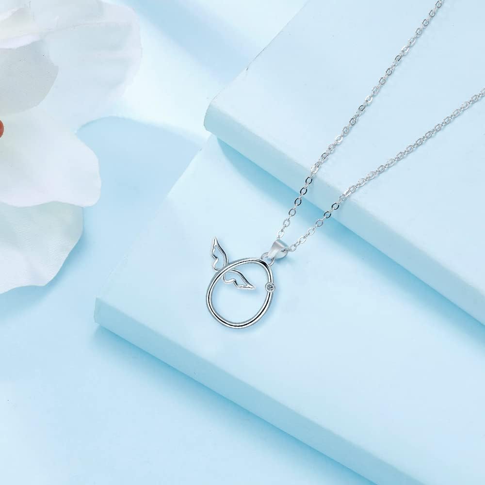 Thumbnail 2 de Viwind Engelsflügel-Ovale Halskette aus 925 Sterling Silber mit Zirkonia (40+5 cm) – Schutzengel für Damen & Mädchen