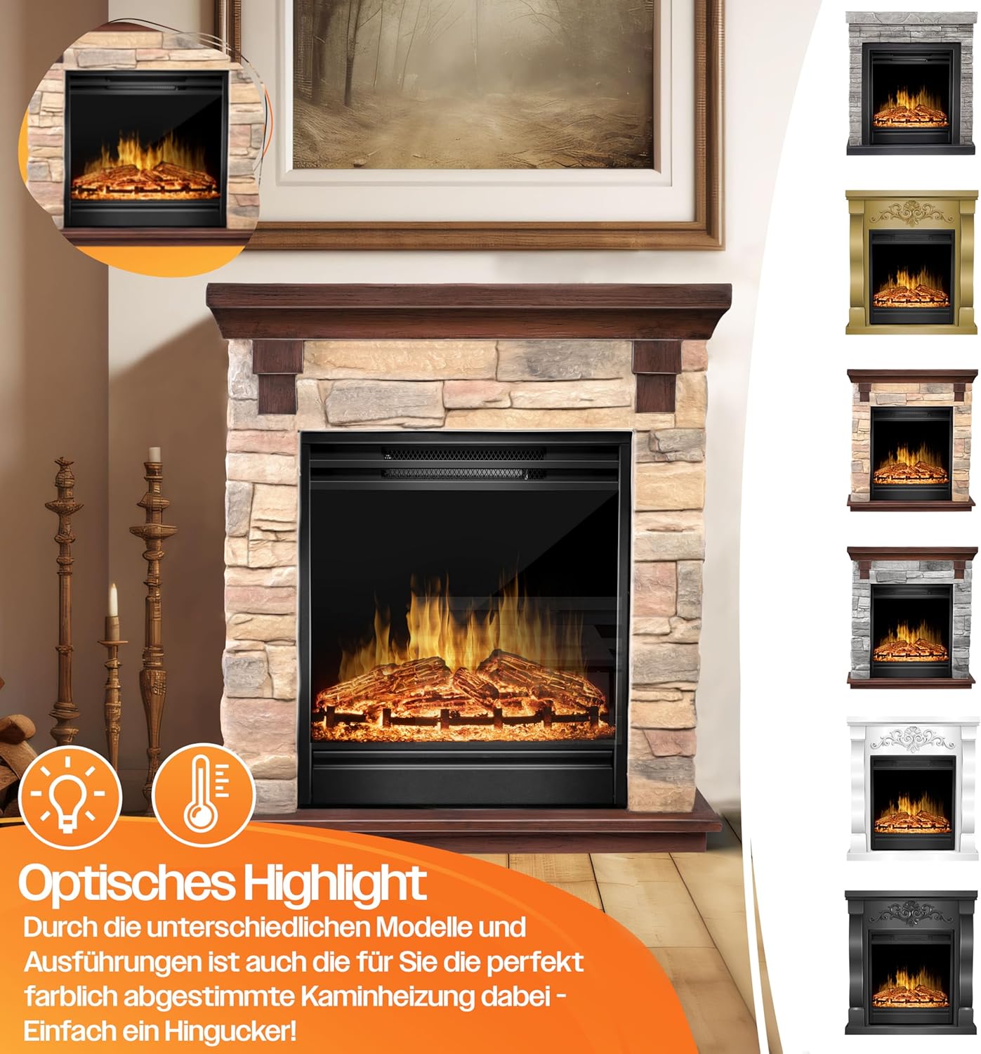 Thumbnail 2 de KESSER Elektrokamin Standkamin 1800W