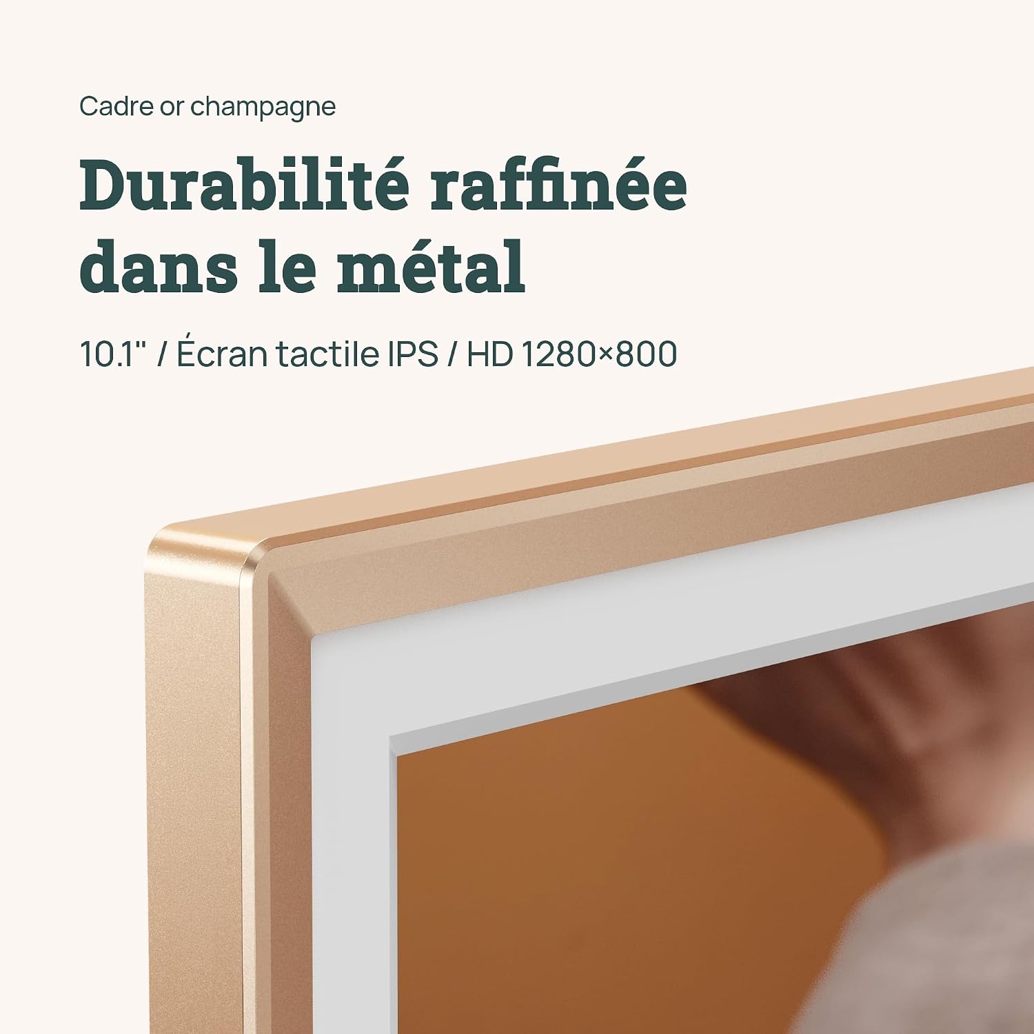 Detalle de ARZOPA Cadre photo numérique connecté D10 Gold 10,1" Wi-Fi, stockage cloud gratuit et illimité