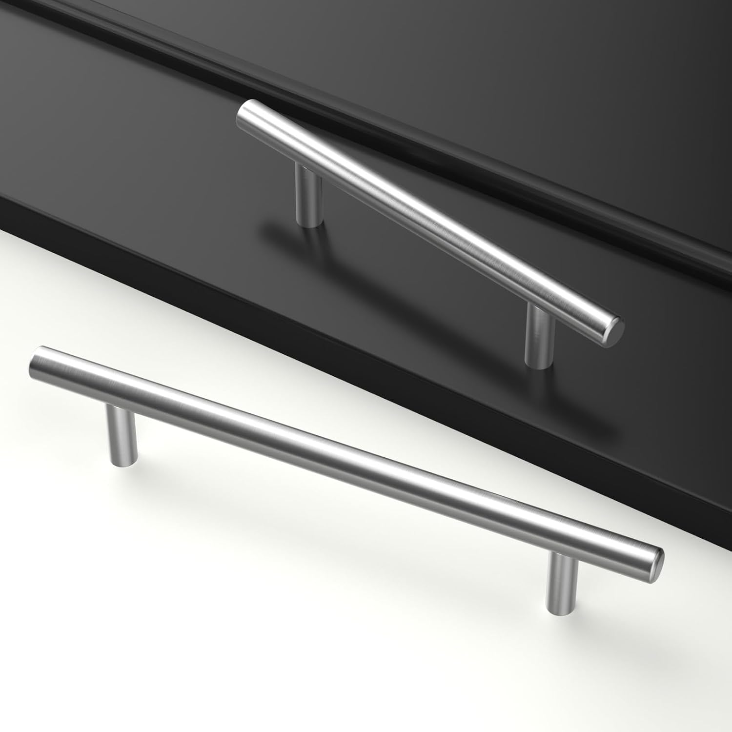 Thumbnail 4 de LONTAN 10 Kitchen Cupboard Handles 96mm T-Shaped 150mm Stainless Steel Pulls