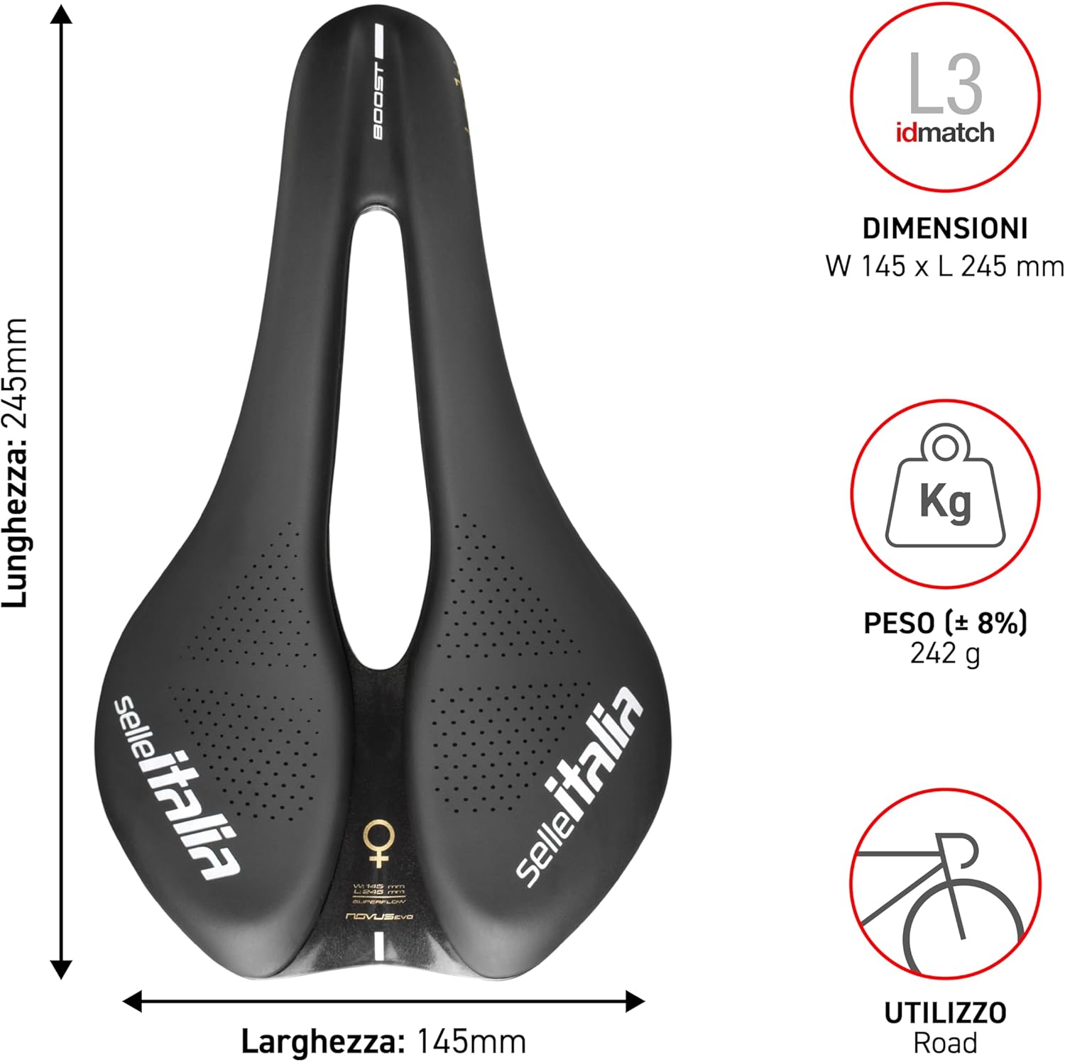 Thumbnail 5 de Sella Novus Boost Evo Lady TM Superflow: comfort gel e supporto ergonomico per lunghe pedalate