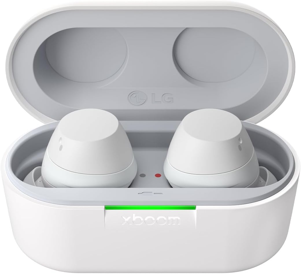 Detalle de LG xboom Buds Plus by will.i.am Bluetooth-Kopfhörer (Akkulaufzeit bis zu 30 Stunden, ANC, IPX4) – Weiß