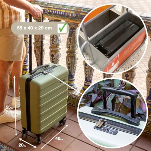 Detalle de Cabin Max Cabin Suitcase Large (55x40x20 cm) for Ryanair and EasyJet – 40L Hard Shell Carry-On