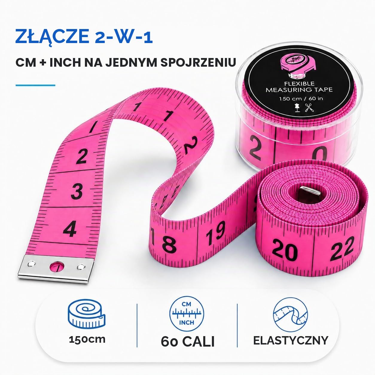 Detalle 2 de TK Gruppe Timo Klingler 150 cm pink – taśma krawiecka 2 w 1, cm i cale