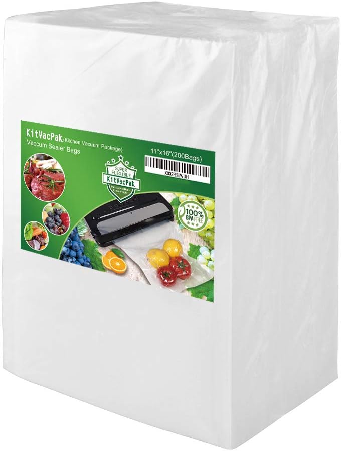 Detalle de KitVacPak 200-Count Gallon Vacuum Sealer Bags, 11 x 16 in, BPA-Free