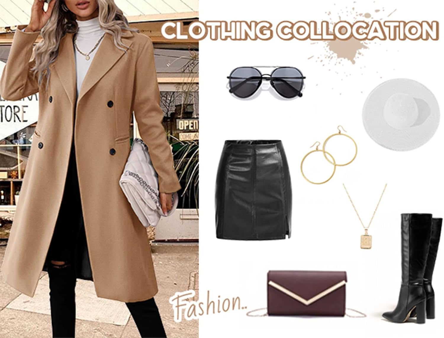Thumbnail 5 de Danedvi Womens Long Double-Breasted Pea Coat
