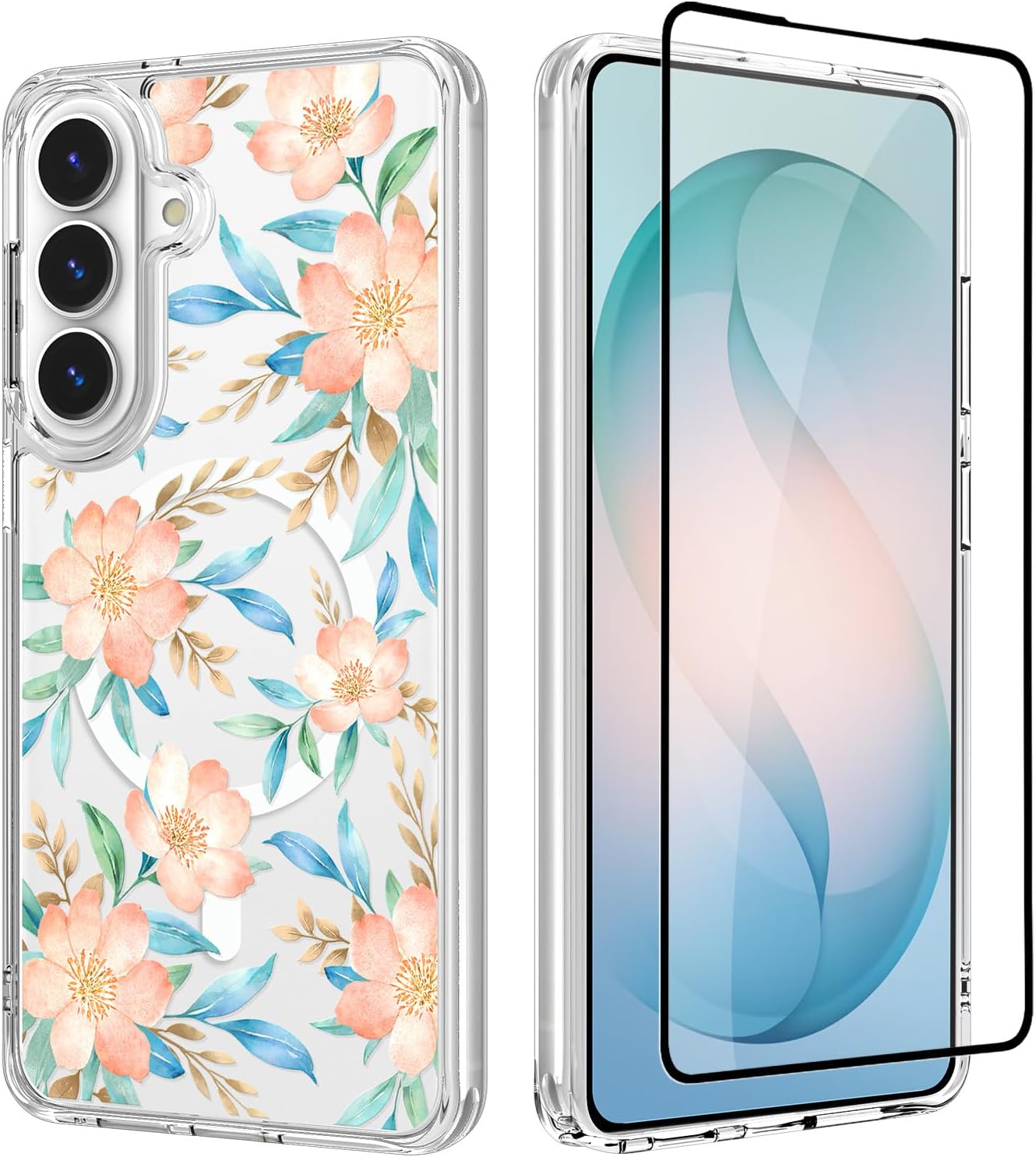 Detalle de OOK Magnetic Case for Samsung Galaxy S26 Plus, Clear Pink Floral