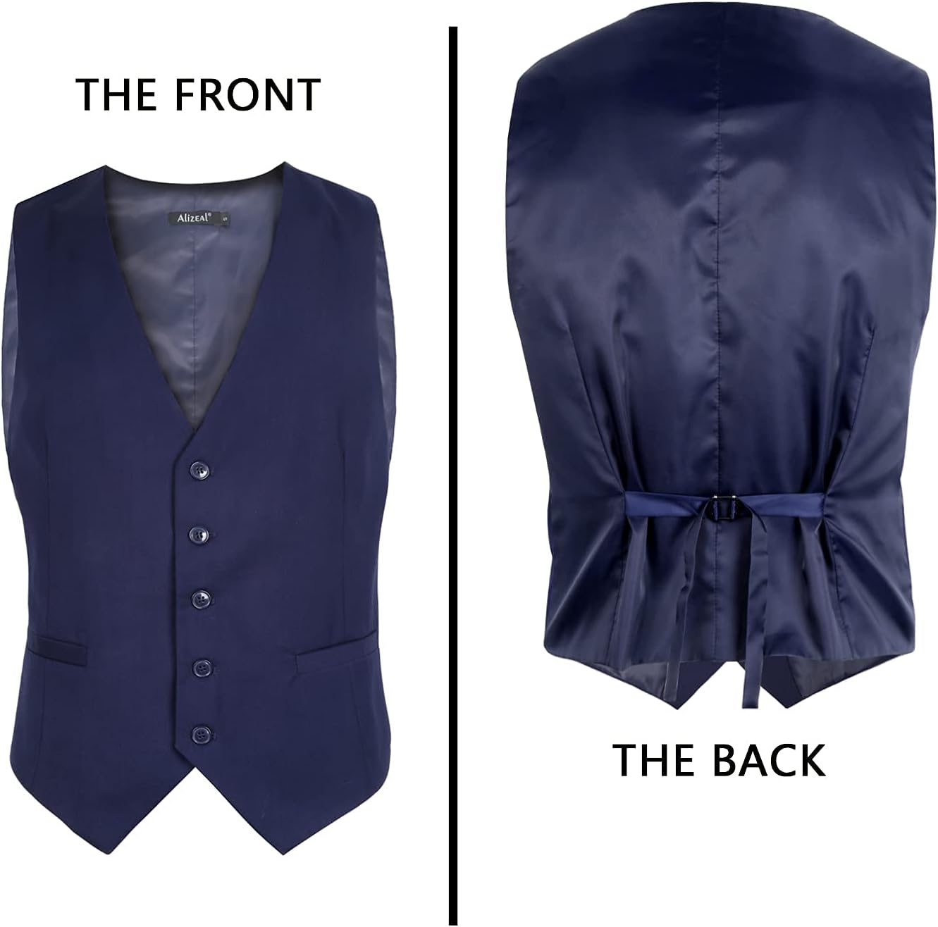 Detalle de Alizeal Men's Classic Solid Colour Business Suit Vest – Regular Fit