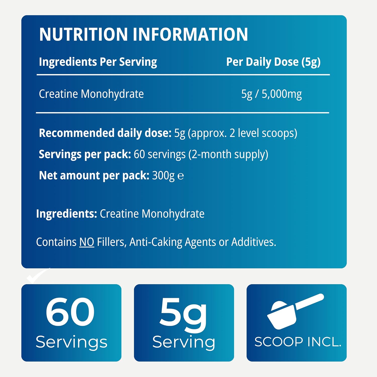 Detalle de CLN Labs Creatine Monohydrate Powder – 300g (60 x 5g Servings) Micronised, Unflavoured, UK Made