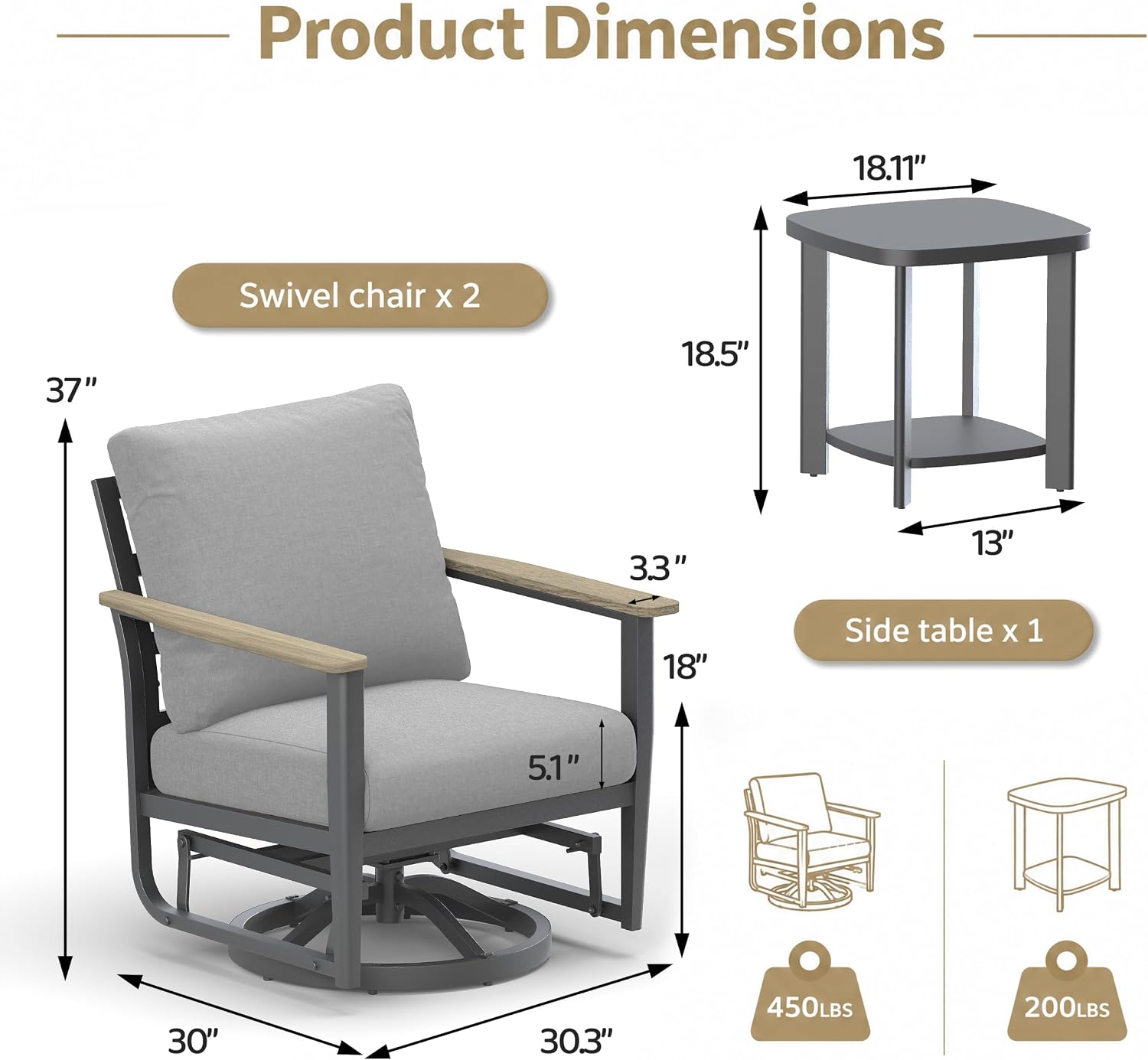 Detalle 2 de Patio Furniture Set, Aluminum
