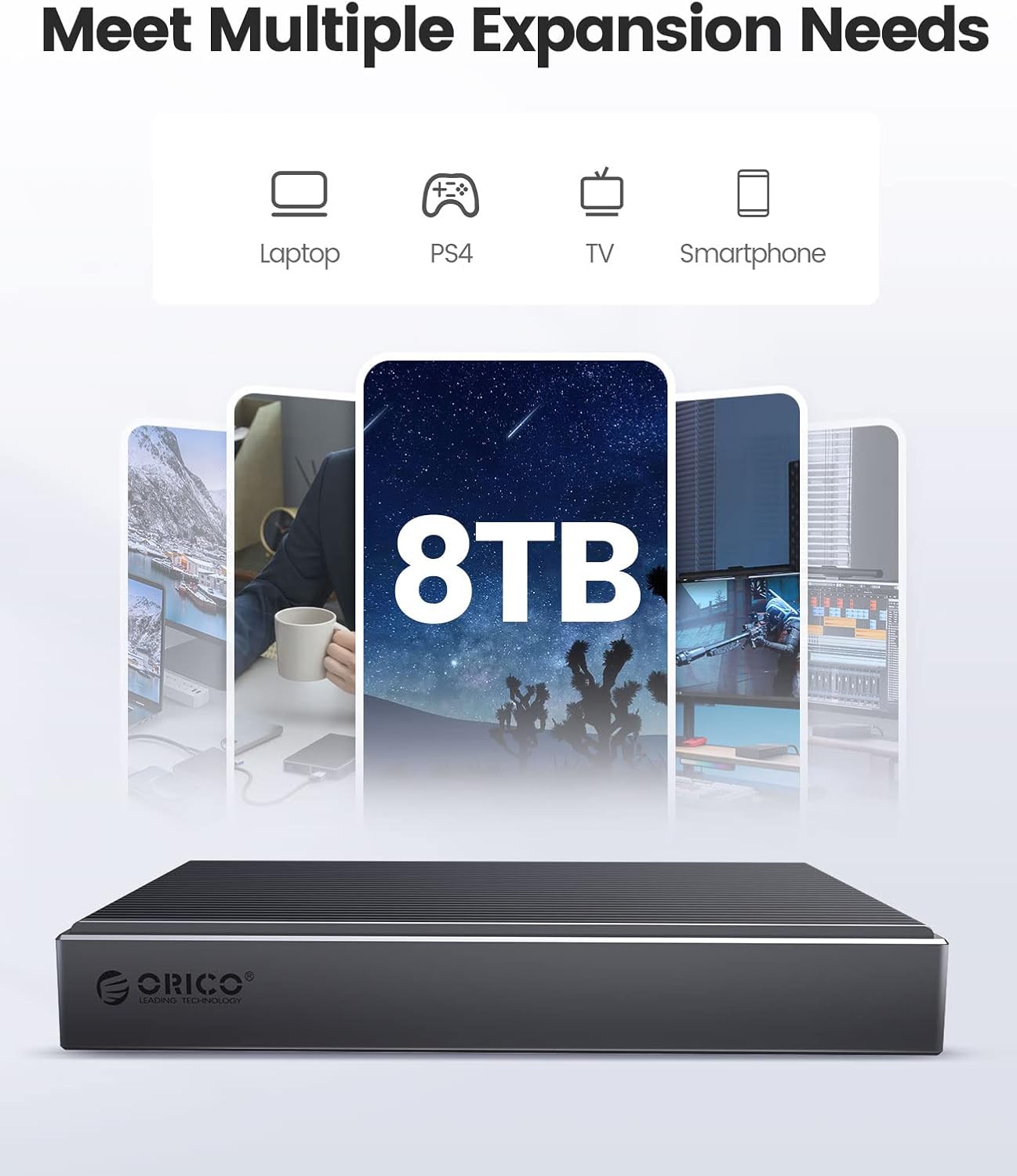 Detalle de ORICO Dual-Bay Boîtier M.2 NVMe USB3.2 Gen2 10 Gbps aluminium (BM2-2N) – pour SSD M-Key/B&M double baie