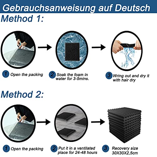 Detalle de Magi's Gift Akustikschaumstoff Wandpaneele – Schalldämmung, 12 Stück, 30x30x2,5 cm