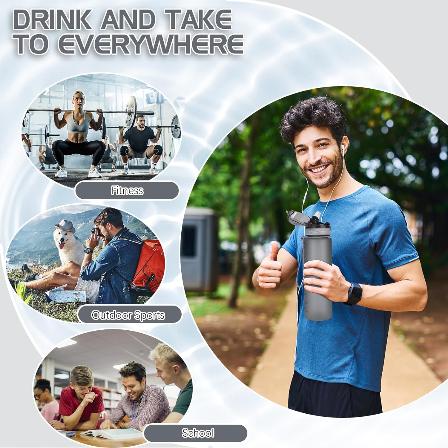Thumbnail 6 de AOHAN Water Bottle 1L: Leak‑Proof, BPA‑Free and Dishwasher Safe