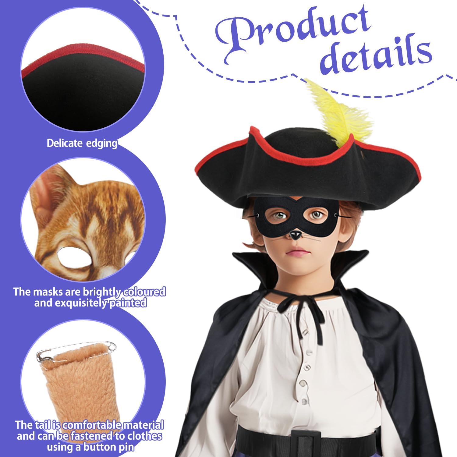 Thumbnail 5 de iZoeL Puss Costume Kids Cat Warrior with 86cm Cape
