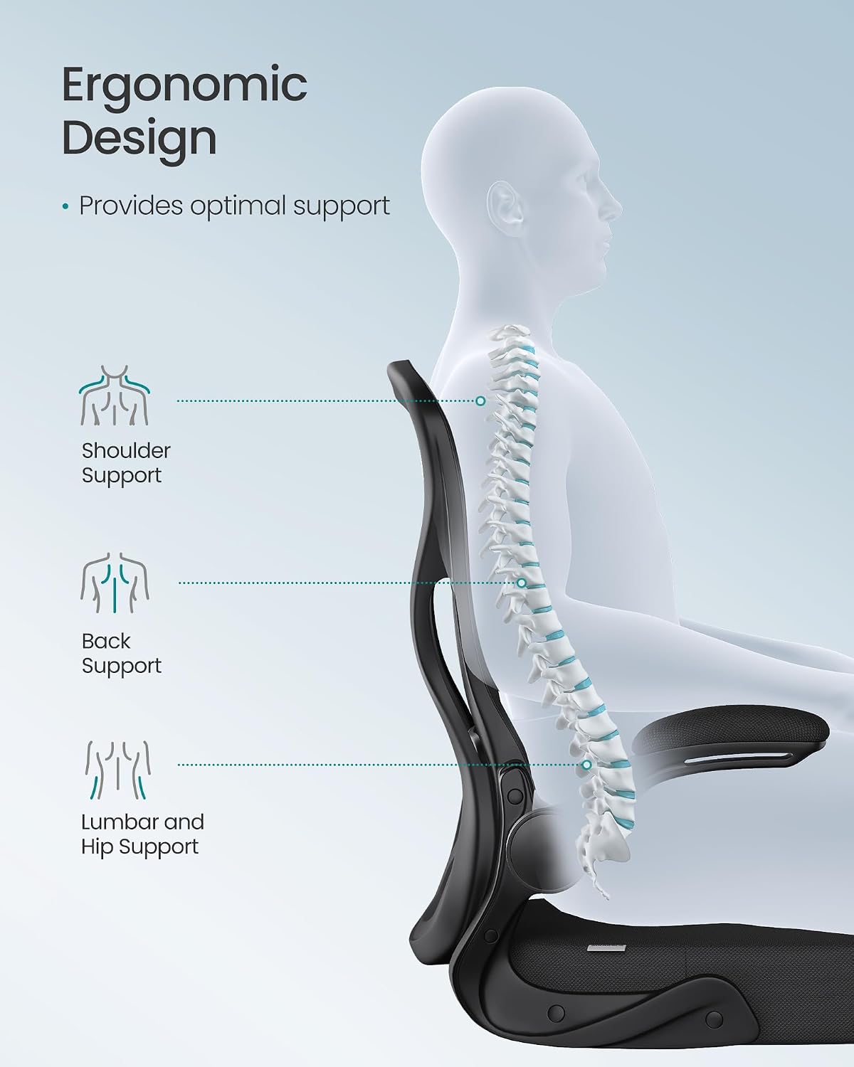 Thumbnail 4 de Ergonomic mesh office chair OBN042BH03