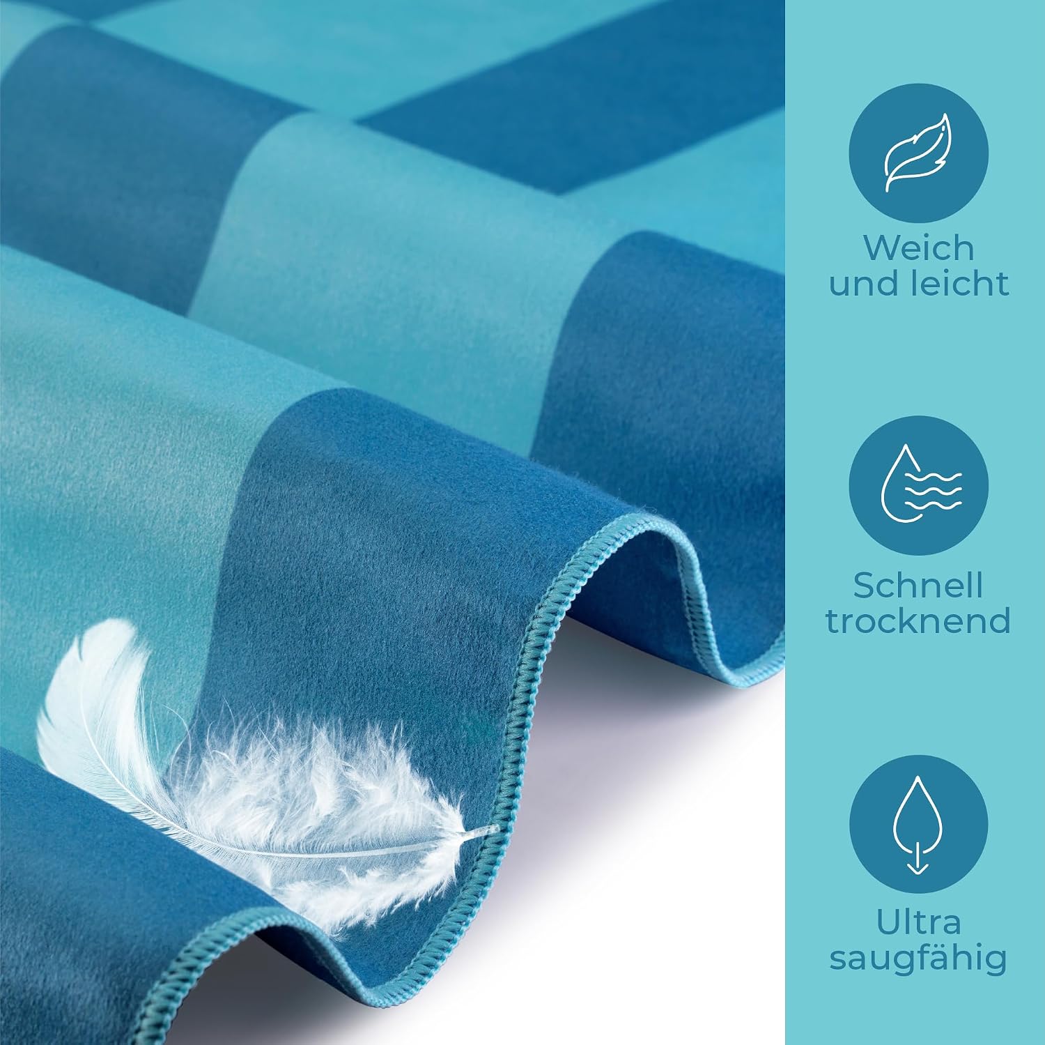 Detalle de ZENACROSS Mikrofaser Strandtuch XXL 90x180 cm – schnelltrocknend, sandfrei