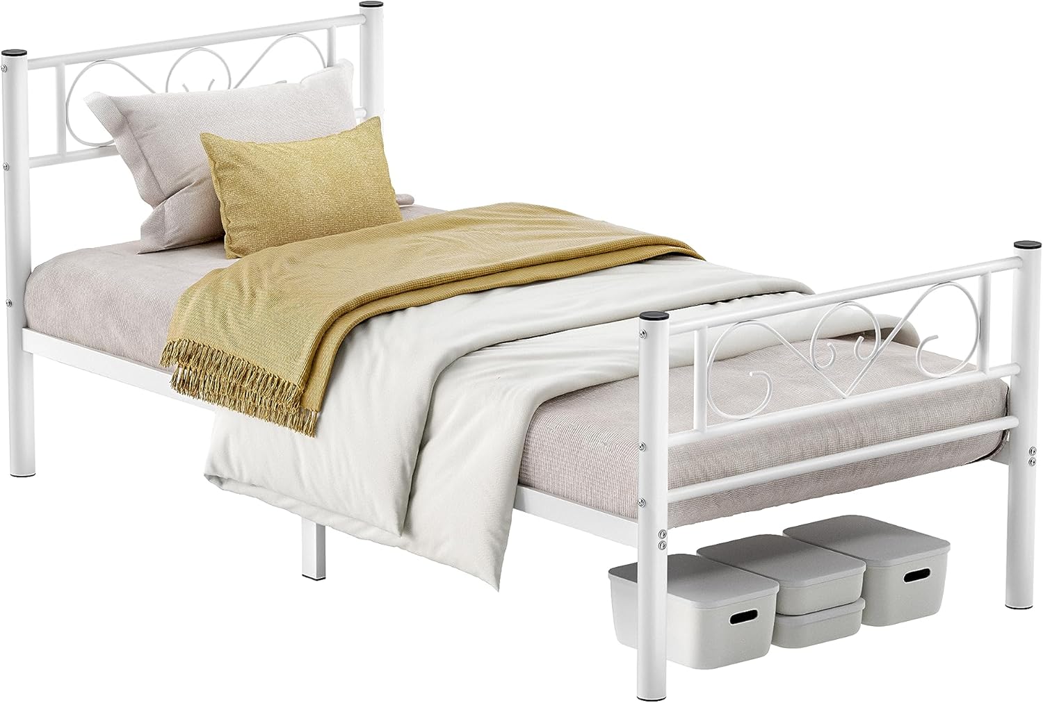 Detalle de VASAGLE RMB061W01 Cama de invitados 90x190 Blanco